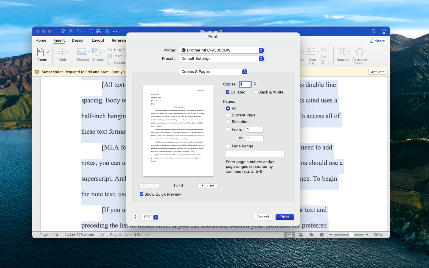 word for mac - edit and save a document